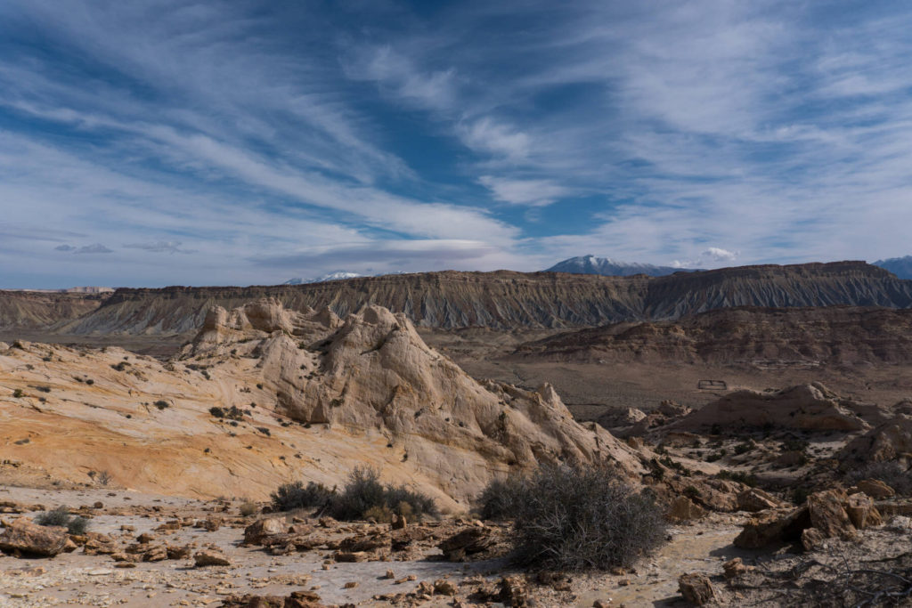 Grand Gulch with Henry Mountains in the background Grand Gulch with Henry Mountains in the background Capitol Reef